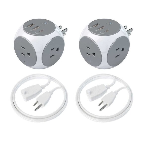 Atomi Power Cube AC Outlets High-Speed Smart USB Charging, 2 Pack - Picture 1 of 5